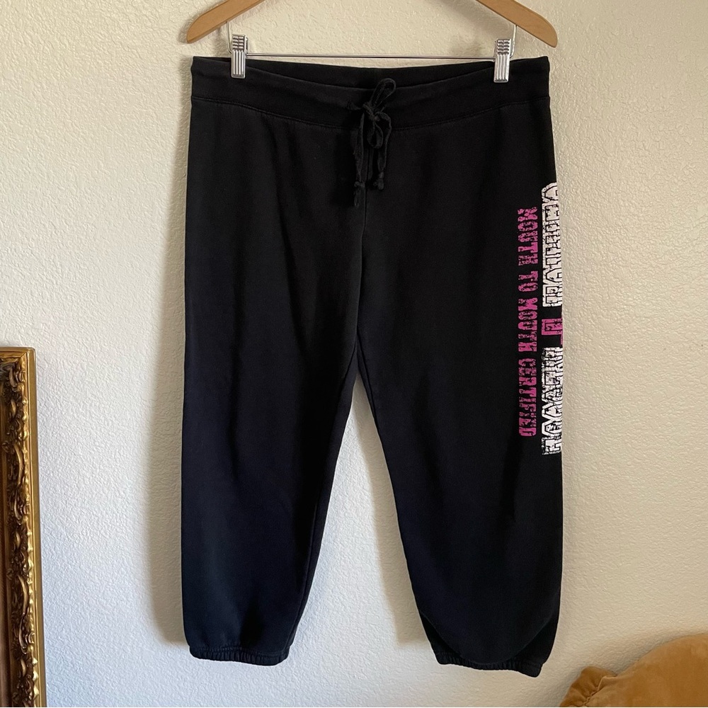 Y2K No Boundaries Black Jogger Pink White Graphics Mouth To Mouth Beachy 2000s